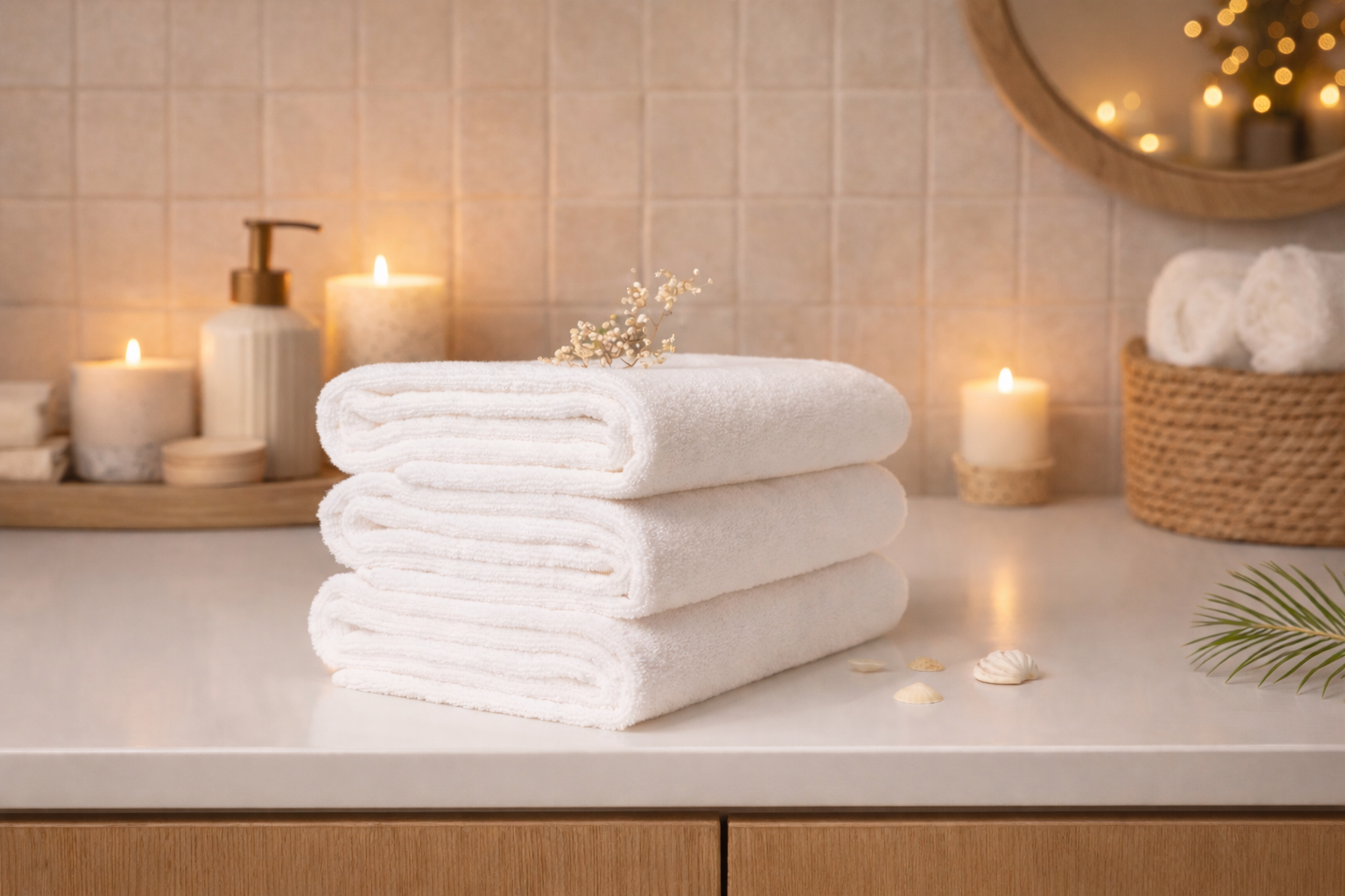 Håndkle i Hamp & Økologisk Bomull – Hvit